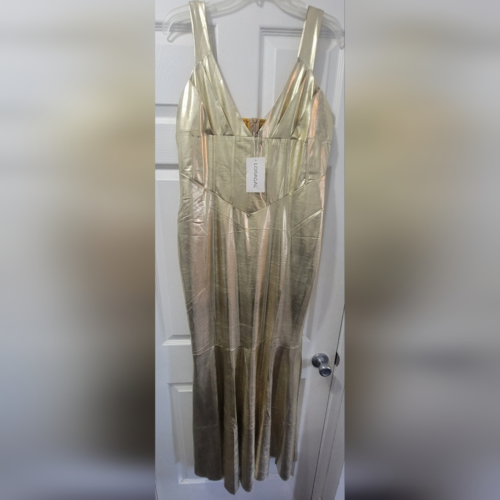 Gold Metallic Dress by Loragal. XL - Picture 1 of 7